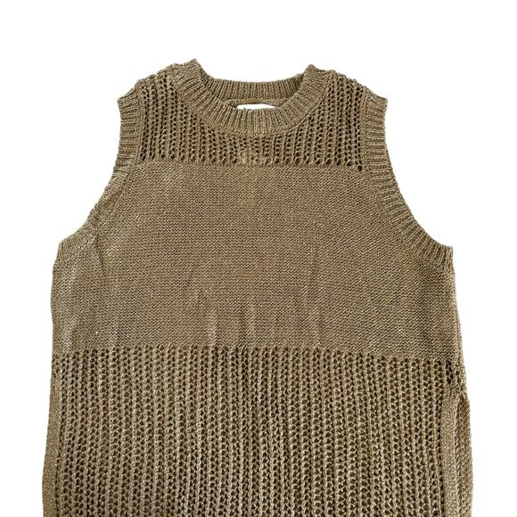 Francesca’s Tianna Bronze Tunic Side Slit Mini Dress Swim Cover Up Size Medium - Picture 2 of 6